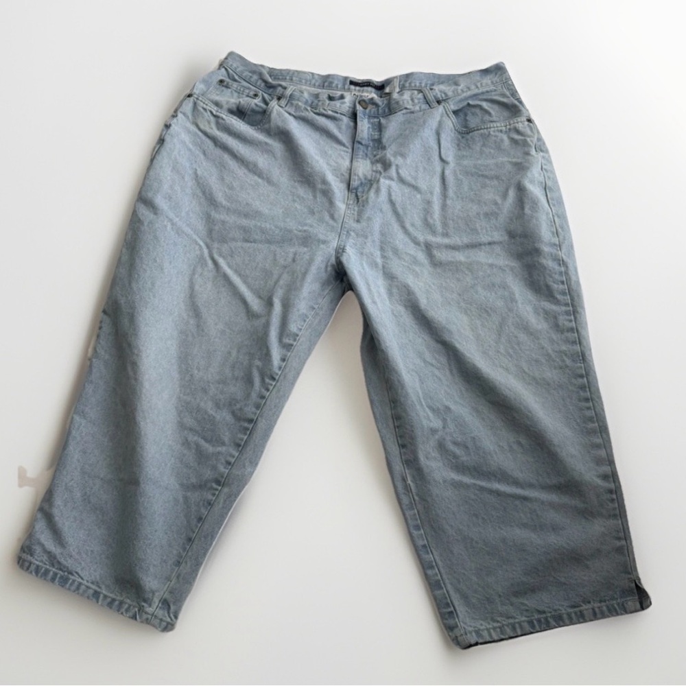 Bill Blass Easy Fit Size 22W High Waist Crop Capri light wash Jeans Cotton 22”